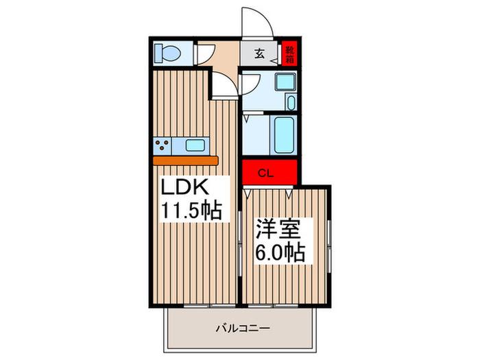 タウンコートさいどD(1LDK/1階)の間取り写真