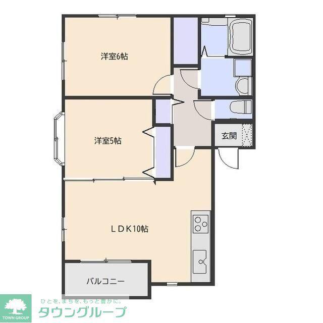 ハピネスクローバー高崎(2LDK/2階)の間取り写真