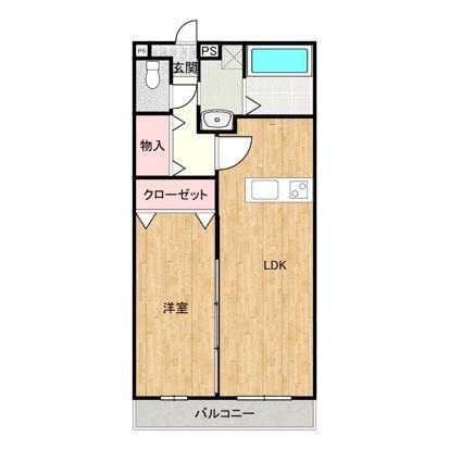 ディアコート桜(1LDK/3階)の間取り写真
