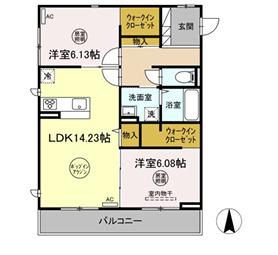 S・レーヴ(2LDK/3階)の間取り写真