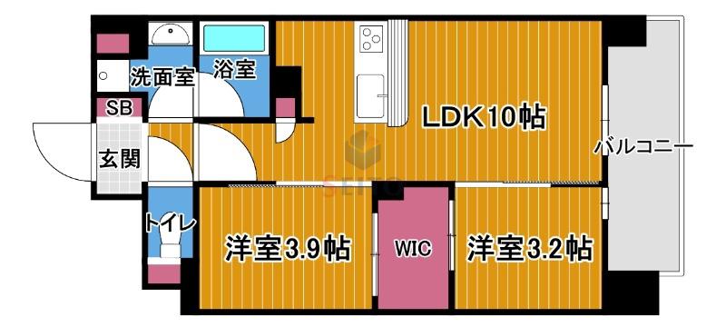 ソルレヴェンテ新梅田(2LDK/3階)の間取り写真
