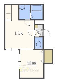 ビブレパークフロント(1LDK/1階)の間取り写真