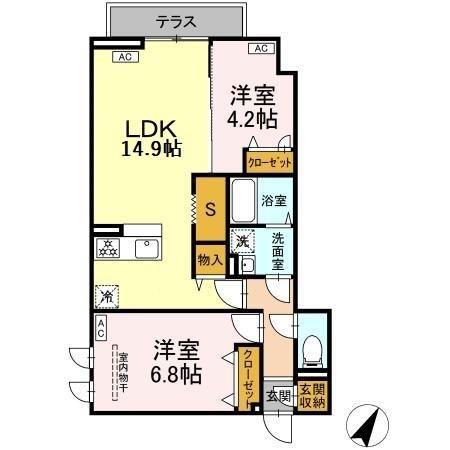 セレスティア柴又VII(2LDK/3階)の間取り写真
