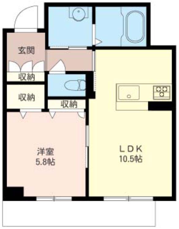 ソレアード M(1LDK/1階)の間取り写真