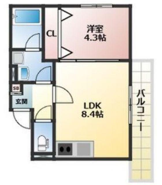 ALEGRIA枚方ノース(1LDK/3階)の間取り写真