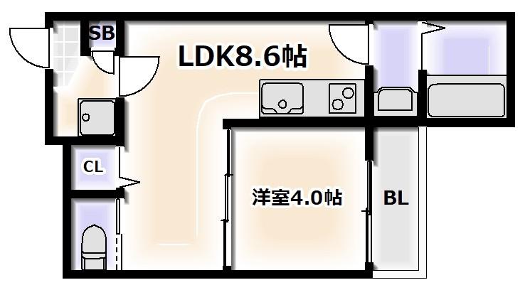 CORALLOあびこ旧F CLIODHNA SE(1LDK/2階)の間取り写真