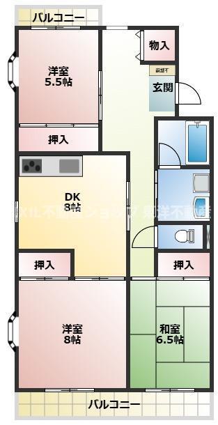 ペアシティ久喜弐番館(3DK/2階)の間取り写真