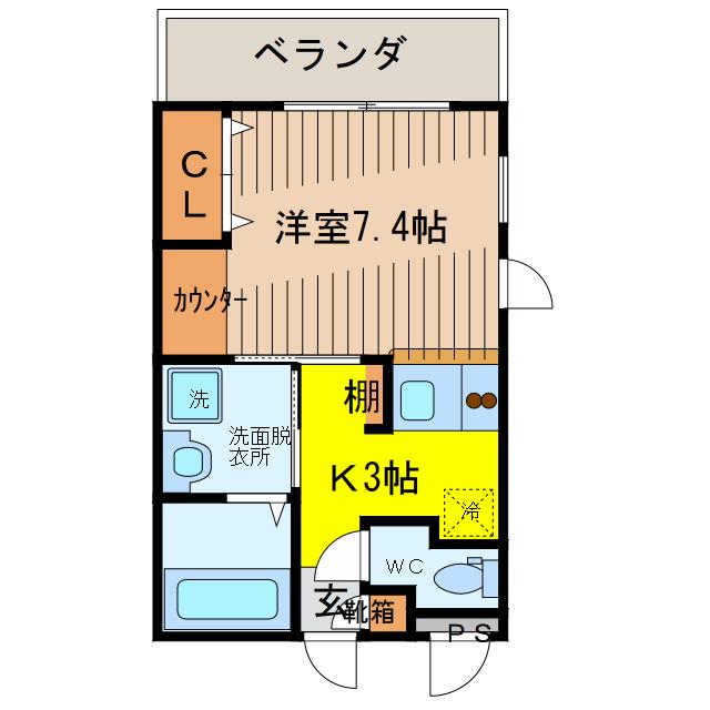 PALACE CASTLEII(1K/2階)の間取り写真