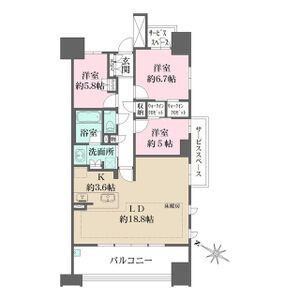 ザ・パークハウス名古屋(3LDK/17階)の間取り写真