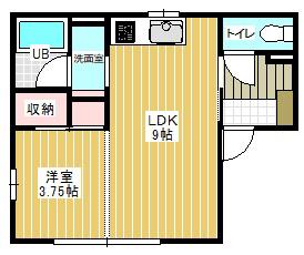 ロックパレス(ワンルーム/2階)の間取り写真