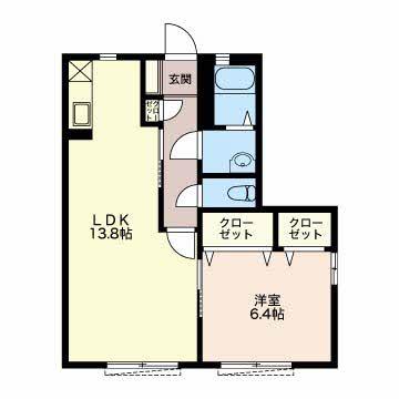 LEBEN II(1LDK/1階)の間取り写真