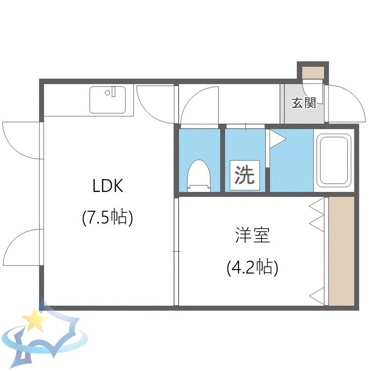 高伸ハイム(1LDK/2階)の間取り写真