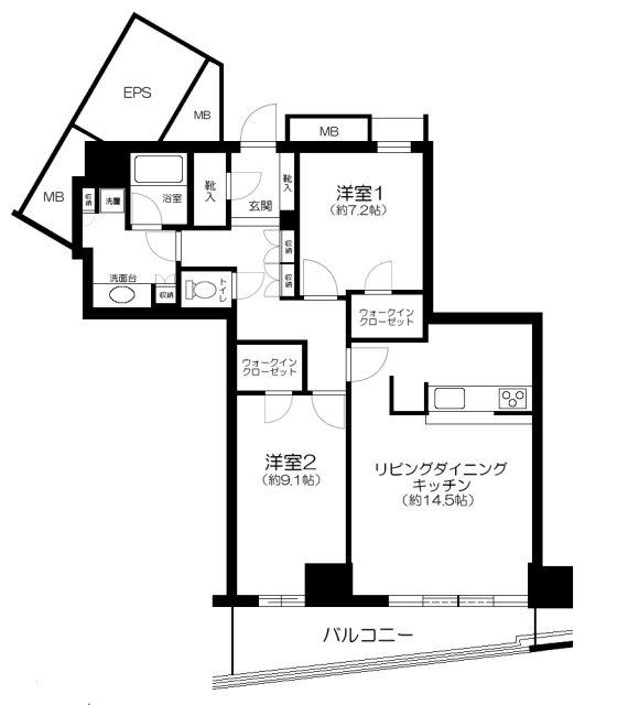 キャピタルマークタワー(2LDK/37階)の間取り写真