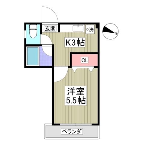 コーポイワセ(1K/3階)の間取り写真