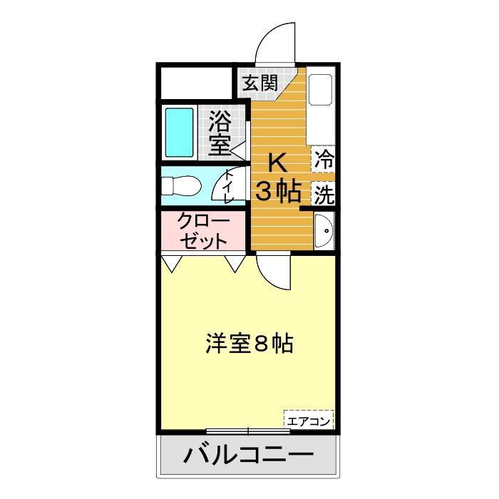 ジプリメーラ新下関(1K/1階)の間取り写真