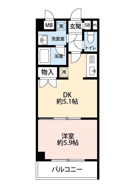 プルーシオス朝霞台(1DK/3階)の間取り写真