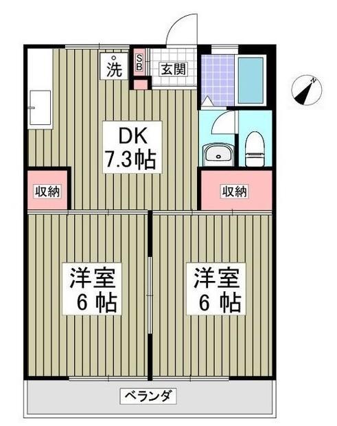 ヒカリハイツ(2DK/2階)の間取り写真
