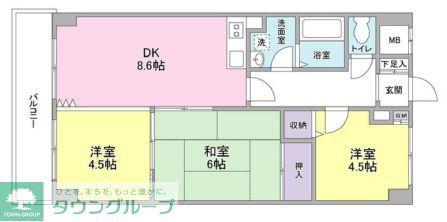サンフォレスト高井戸(3DK/5階)の間取り写真
