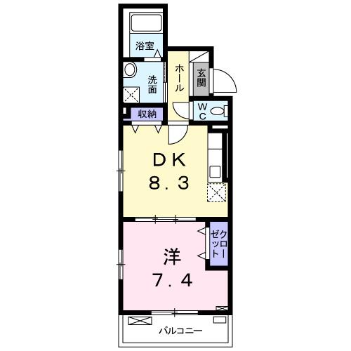 京王相模原線 南大沢駅 徒歩13分 3階建 築8年(1DK/1階)の間取り写真