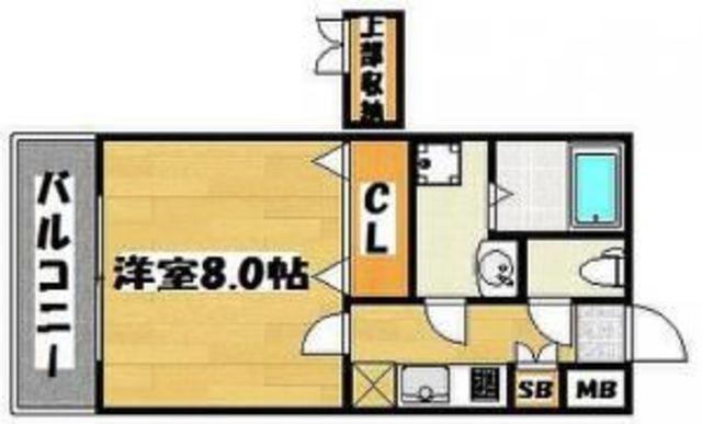 クレスティアステージア天神(1K/10階)の間取り写真
