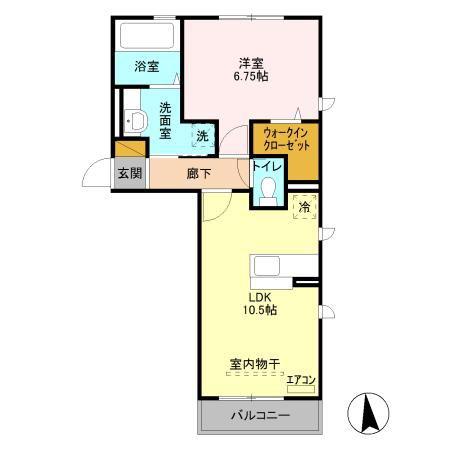 D-ROOM B(1LDK/2階)の間取り写真