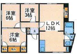 西村ビル(3LDK/4階)の間取り写真