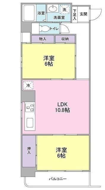ル・ソレイユ・マルゼン(2LDK/2階)の間取り写真