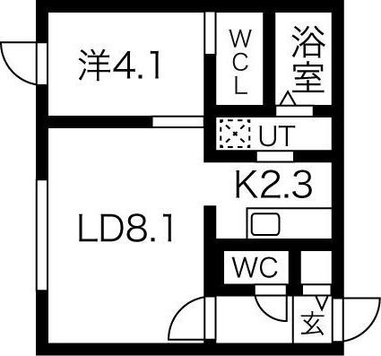 北斗エンブレム札幌北(1LDK/2階)の間取り写真