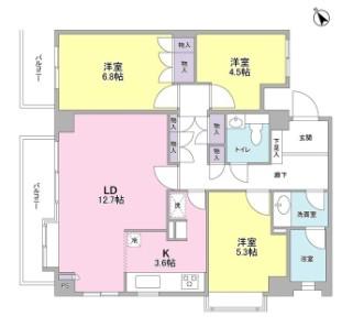 京西上目黒ガーデン(3LDK/3階)の間取り写真