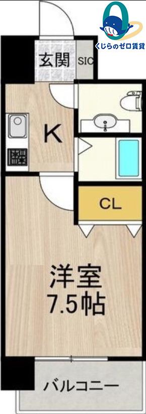 フロンティアタワー名駅南(1K/8階)の間取り写真