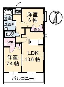 グランマスト府中本町 A棟(2LDK/3階)の間取り写真