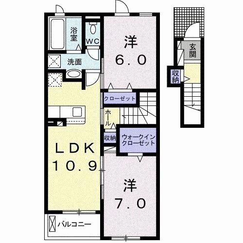 メゾン・ド・ノワール(2LDK/2階)の間取り写真