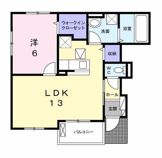 グレイトフルI(1LDK/1階)の間取り写真