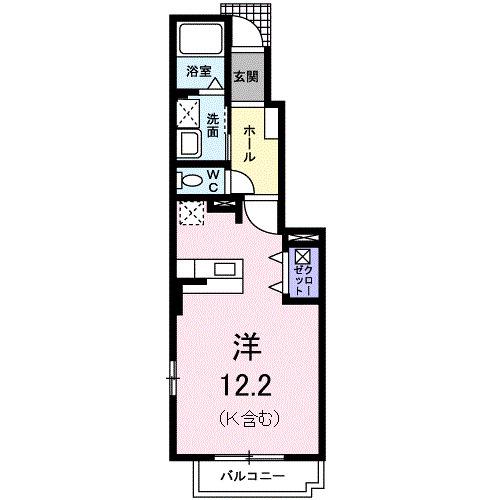 クラールアンジュB(ワンルーム/1階)の間取り写真