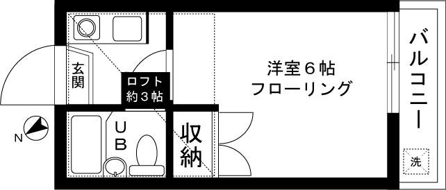 シャトル・ベージュ(1K/2階)の間取り写真