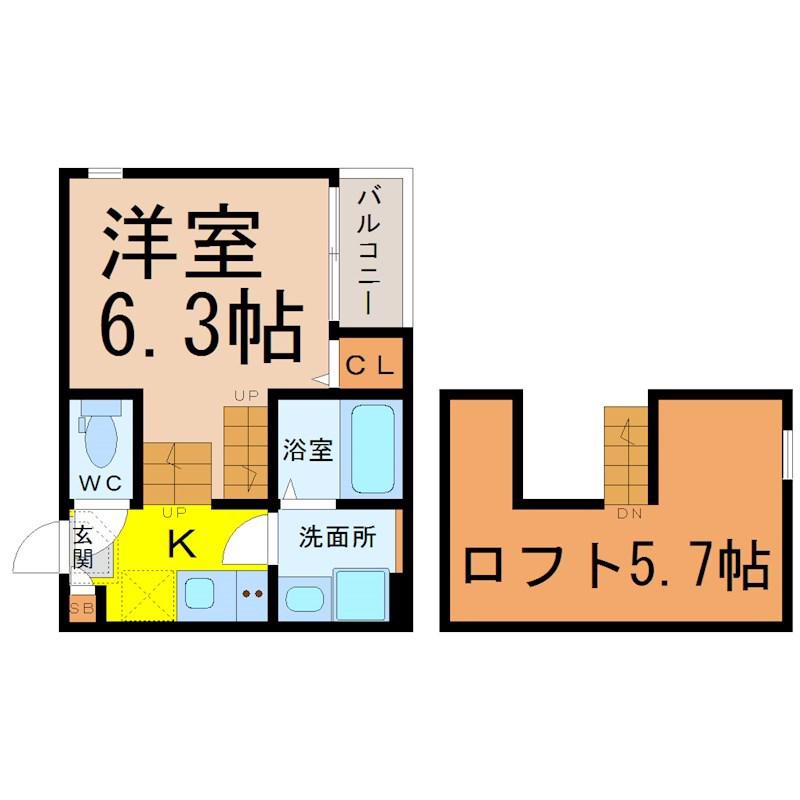 プランドール矢田(1K/1階)の間取り写真
