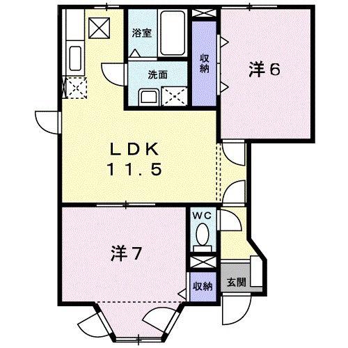 パティオ喜多山C(2LDK/1階)の間取り写真