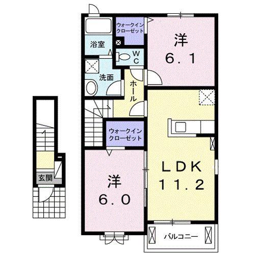 メゾン エンジュ II(2LDK/2階)の間取り写真