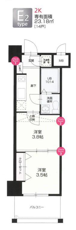 67 BENEFIT21博多(2K/2階)の間取り写真