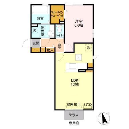 ＪＲ内房線 君津駅 バス乗車時間：8分 最寄りバス停で下車 徒歩6分 3階建 築14年(1LDK/1階)の間取り写真