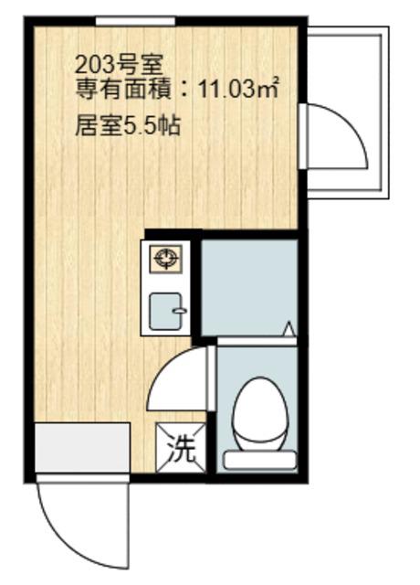ルミエール堀切(ワンルーム/2階)の間取り写真