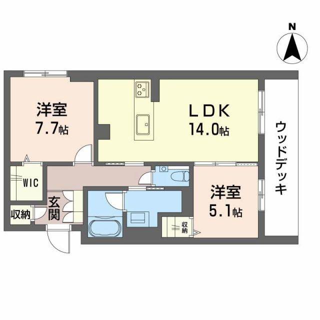 リーベン メーア(2LDK/1階)の間取り写真