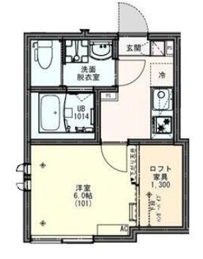 KEIAI RESIDENCE西八王子2(1K/1階)の間取り写真