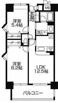 ウインベル我孫子(2LDK/9階)の間取り写真