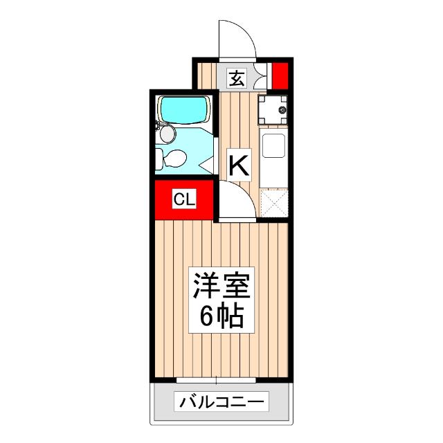 プラザマキシム(1K/2階)の間取り写真