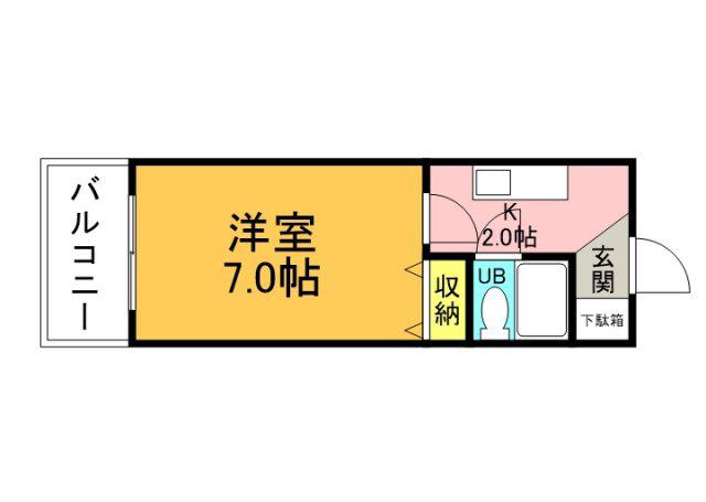 ウィルビル(1K/4階)の間取り写真