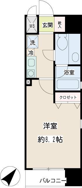 コニファー新子安(1K/8階)の間取り写真