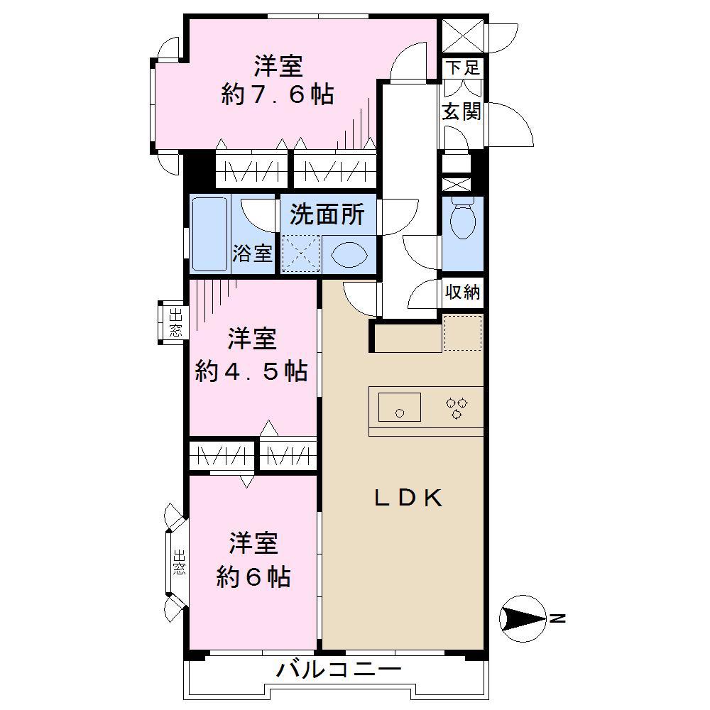 ハイネスときわ台(3LDK/5階)の間取り写真