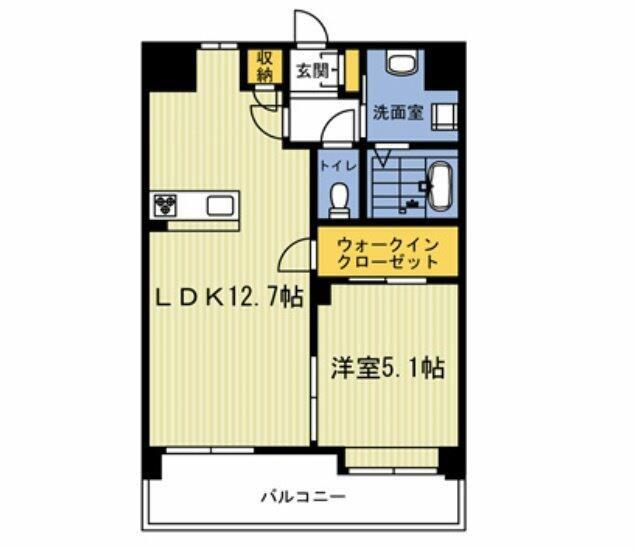 アルヴェアール水前寺(1LDK/7階)の間取り写真