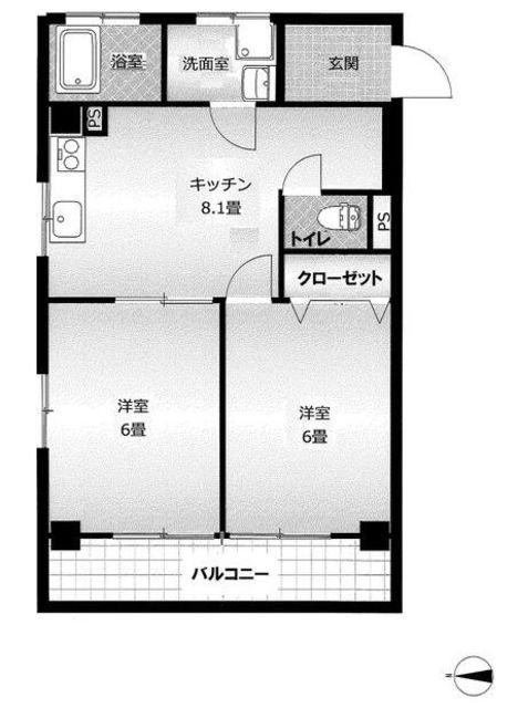 菅野マンション(2DK/3階)の間取り写真